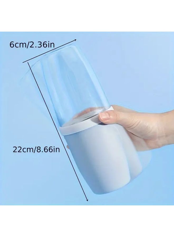 Blue Travel Toothbrush Holder With Lid Portable Bathroom Organizer Easy To Clean - Image 2