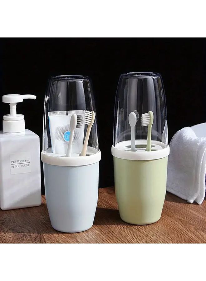 Blue Travel Toothbrush Holder With Lid Portable Bathroom Organizer Easy To Clean - Image 3