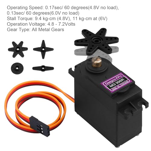 Deegoo-FPV 6-Pack MG996R 55g Metal Gear Torque Digital Servo Motor for Futaba JR RC Helicopter Car Boat Robot - Image 4