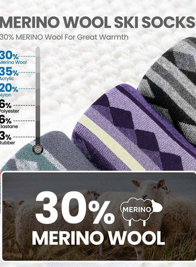 OutdoorMaster Ski Socks, Merino Wool Ski Socks for Men & Women, Thermal Winter Warm & Breathable Snowboarding Socks for Cold Weather, Over The Calf Non-Slip Cuff, Machine Washable - Image 2