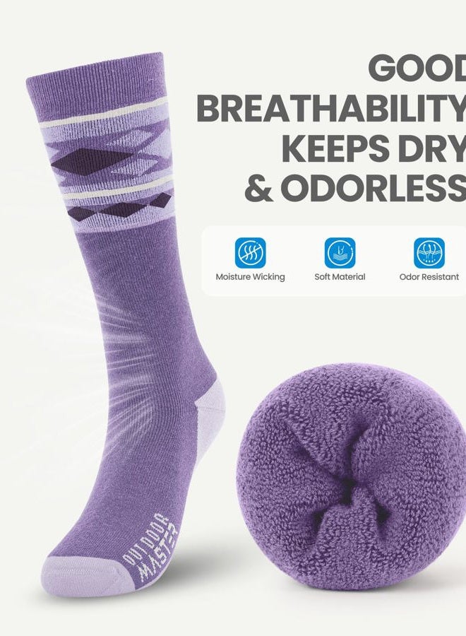 OutdoorMaster Ski Socks, Merino Wool Ski Socks for Men & Women, Thermal Winter Warm & Breathable Snowboarding Socks for Cold Weather, Over The Calf Non-Slip Cuff, Machine Washable - Image 3