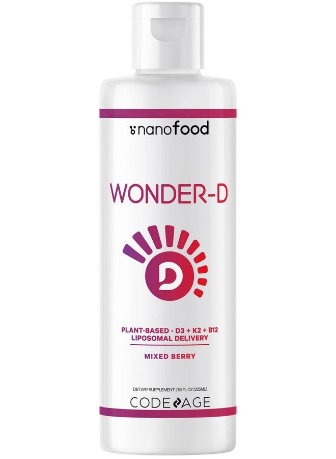 Codeage Liposomal Wonder-D, Vegan Cholecalciferol Vitamin D3 1000 IU Liquid Drops Supplement, Plant-Based Vitamins B12 & K2, Non-GMO Sunflower Phospholipids, Vitamin E, Mixed Berry Flavor, 7.6 fl oz - Image 1