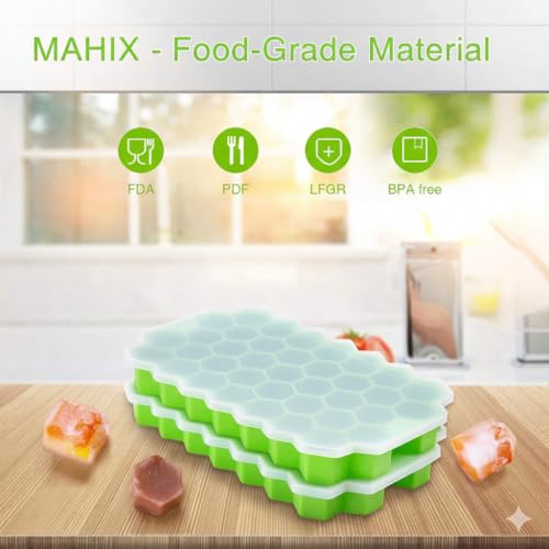 MAHIX (Pack of 3) Ice Cube Tray with Lid for All Types of Drink and Water, Honey Cone Shape Ice Tray, Durable Ice Cube Tray for Freezer, (Honey Cone 3 Pack) - Image 2