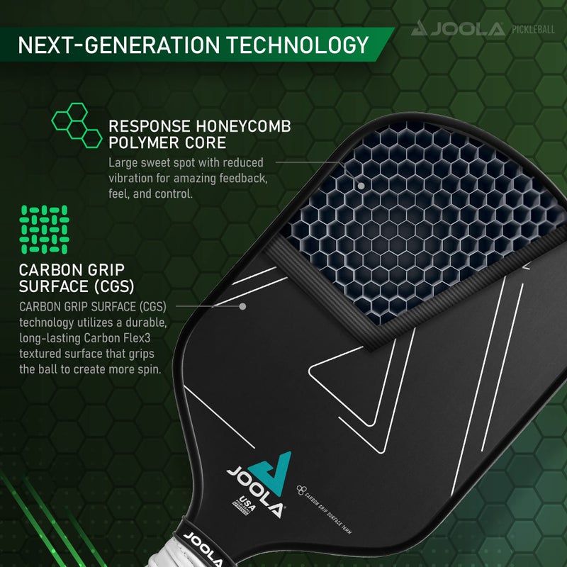 JOOLA Vision Pickleball Paddle with Textured Carbon Grip Surface Technology for Maximum Spin and Control with Added Power - Polypropylene Honeycomb Core Pickleball Racket 16mm - Image 3
