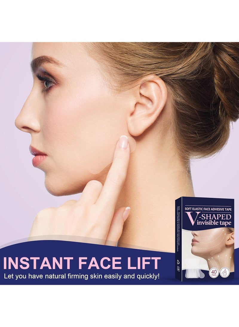 DubaiGallery Face Lift Tape 40Pcs V Shaped Invisible Stickers Double Chin V Line Lifting Patch Tighten Hide And Wrinkles Around The Eyes and Neck Saggy Skin Make-up Tools - Image 2