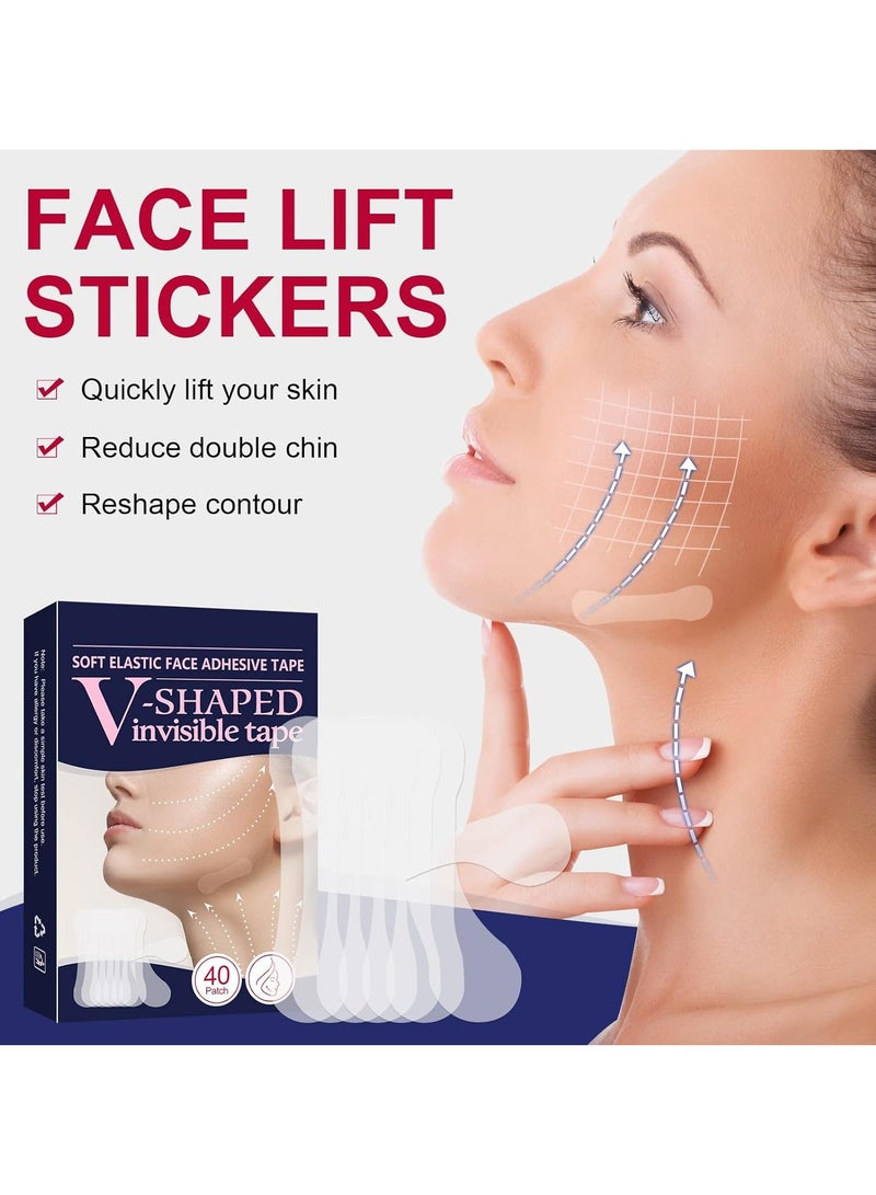 DubaiGallery Face Lift Tape 40Pcs V Shaped Invisible Stickers Double Chin V Line Lifting Patch Tighten Hide And Wrinkles Around The Eyes and Neck Saggy Skin Make-up Tools - Image 3