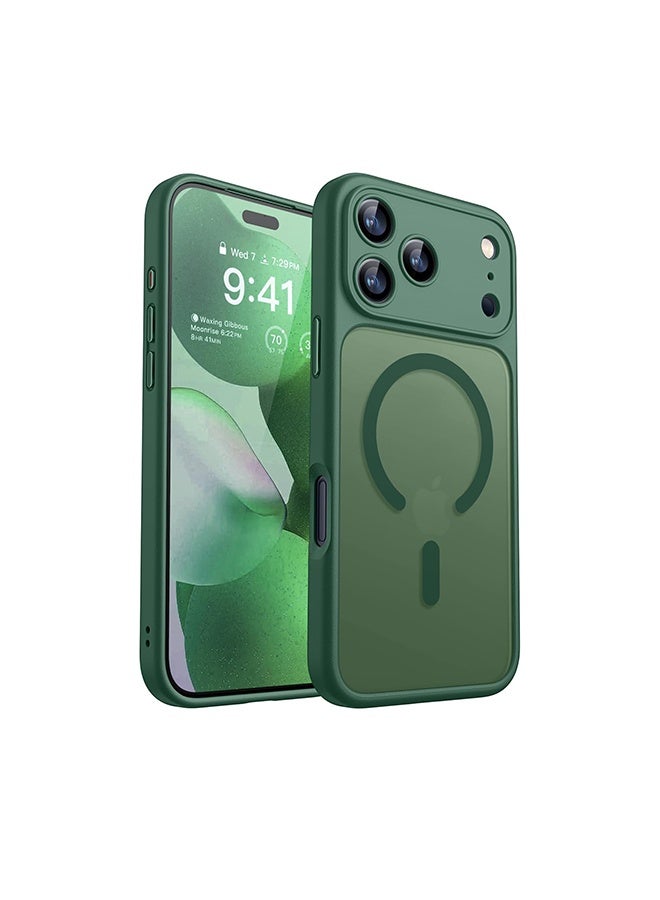 Magnetic Compatible with iPhone 17 Pro Case, Upgraded [Full Camera Protection] [Compatible with Magsafe] [Translucent Matte] Shockproof Protective Phone Cover 6.3 Inch-Green - Image 1