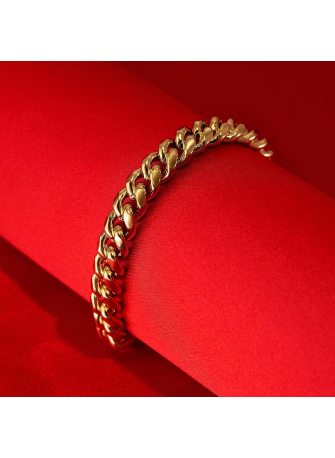 LIFETIME JEWELRY 9mm Miami Curb Cuban Link Chain Bracelet 24k Real Gold Plated (Gold, 9 inches) - Image 4