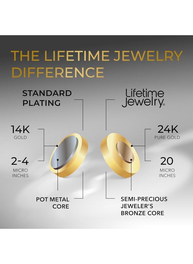 LIFETIME JEWELRY 9mm Miami Curb Cuban Link Chain Bracelet 24k Real Gold Plated (Gold, 9 inches) - Image 5