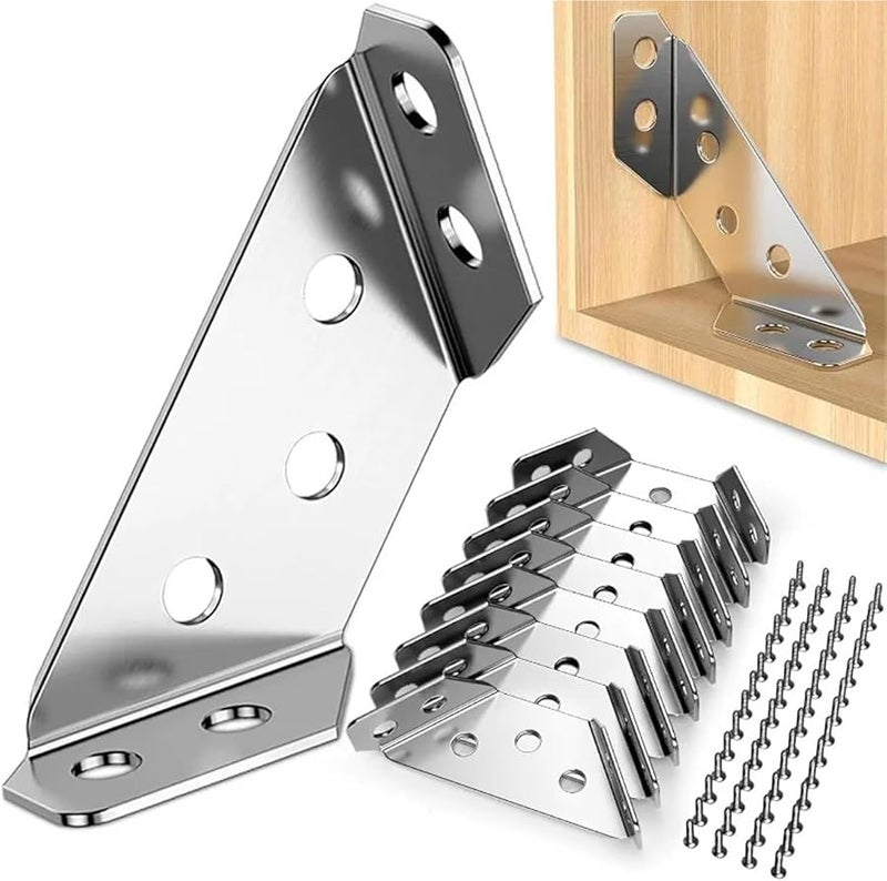 أقواس زاوية من الفولاذ المقاوم للصدأ 40 قطعة، دعامات زاوية 90 درجة مع مسامير للأثاث - Image 4