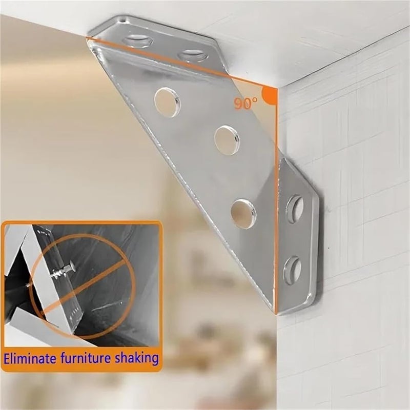 أقواس زاوية من الفولاذ المقاوم للصدأ 40 قطعة، دعامات زاوية 90 درجة مع مسامير للأثاث - Image 5