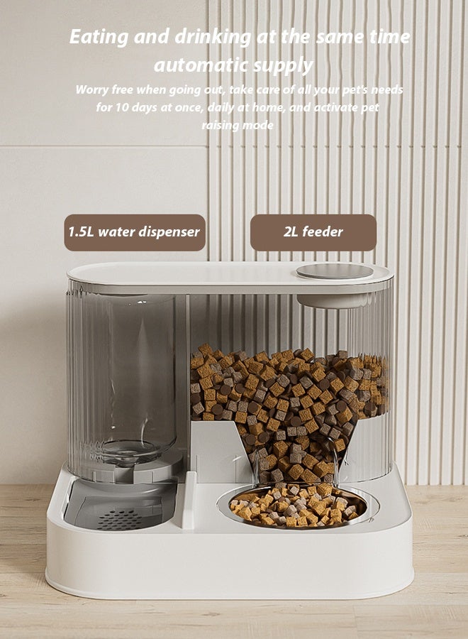 Pet food dispenser, automatic pet feeder，Cat Dog Food Feeder and Water Dispenser Set, Automatic Feeding Machine Cat Bowl Dog Bowl，Plug in with live water circulation system integrated feeder for pets for Cat & small Dog Smart Timed Auto Pet Feeder Portion Control Battery and Plug-in Power - Image 4
