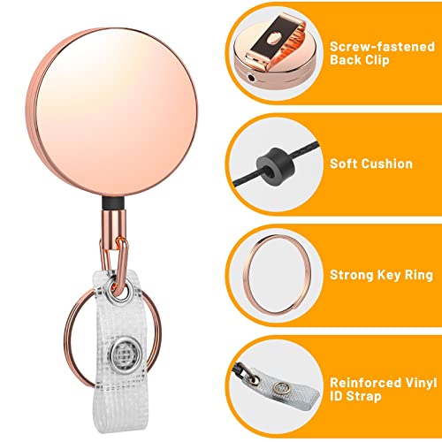 Selizo Metal Badge Reels - 3 Pcs Retractable Badge Holder with Belt Clip Key Ring for ID, Key, Name Card Holder - Image 4