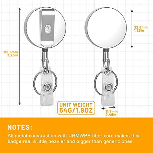 Selizo Metal Badge Reels - 3 Pcs Retractable Badge Holder with Belt Clip Key Ring for ID, Key, Name Card Holder - Image 5