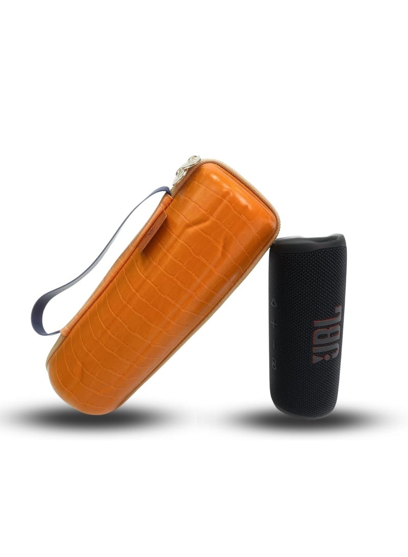 Angry Bull LEATHER TRAVEL BAG FOR JBL FLIP 5 & 6 PORTABLE WIRELESS SPEAKER, HARD CARRYING STORAGE CASE (ORANGE)  - Image 3