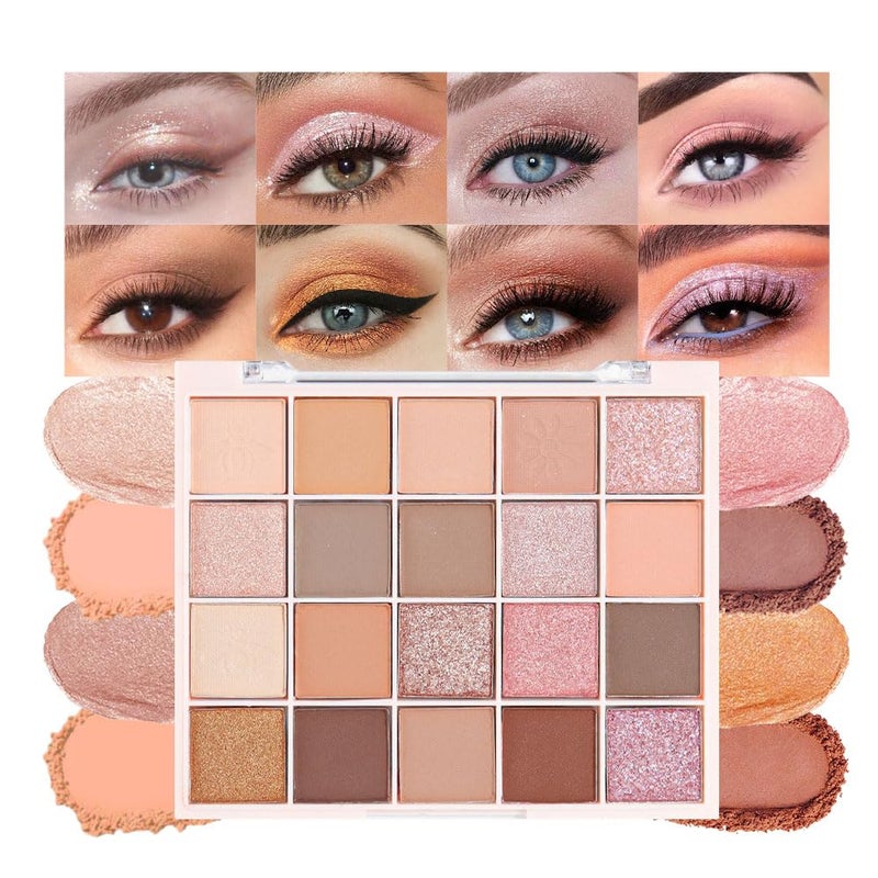 CAKAILA 20 Colors Nude Pink Gold Brown Basics Eyeshadow Palette,Matte Nude Neutral Naked Eye Shadow Makeup,Long Lasting Waterproof,Great for Travel Gift Kit - Image 1