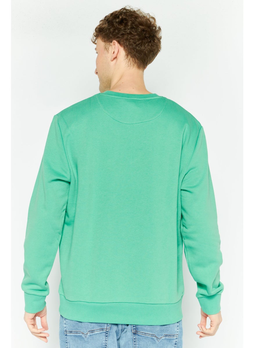 ESPRIT - Men Crew Neck Long Sleeves Embroidered Sweatshirts, Green - Image 1