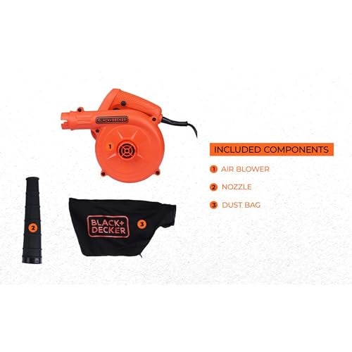 BLACK+DECKER BDB530-IN 530 W Corded Electric 2-in-1 Single Speed Air Blower & Vacuum Cleaner, 16000 RPM, 3.5 m3/min Air Volume, 3 Metre Cord Length, Ideal for DIY Activities at Home & Garden, Orange - Image 3