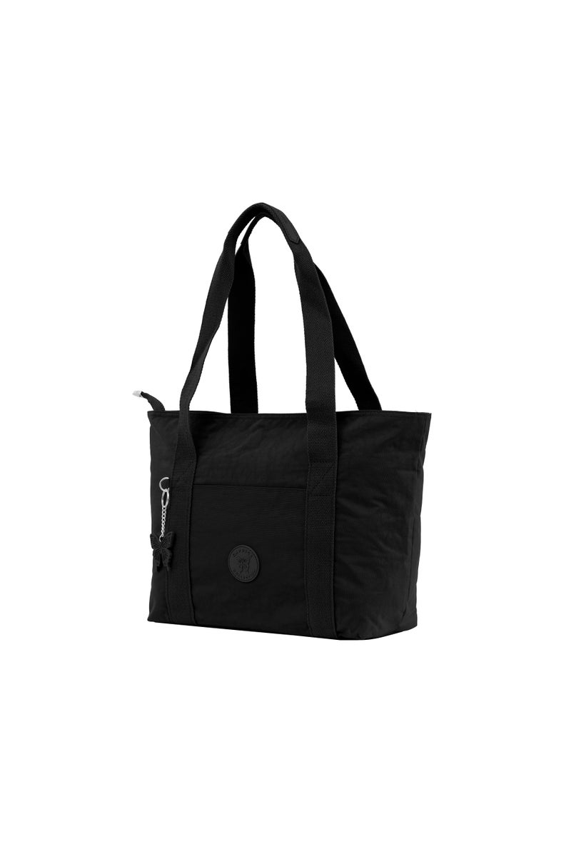 CAPRICE COLLECTION Versatile Large Shoulder Bag – Water-Resistant Nylon Handbag with Front Pocket, Luggage Strap, Multi Compartments, & Shoulder Strap – Lightweight Daily & Travel Bag, Black - Image 2