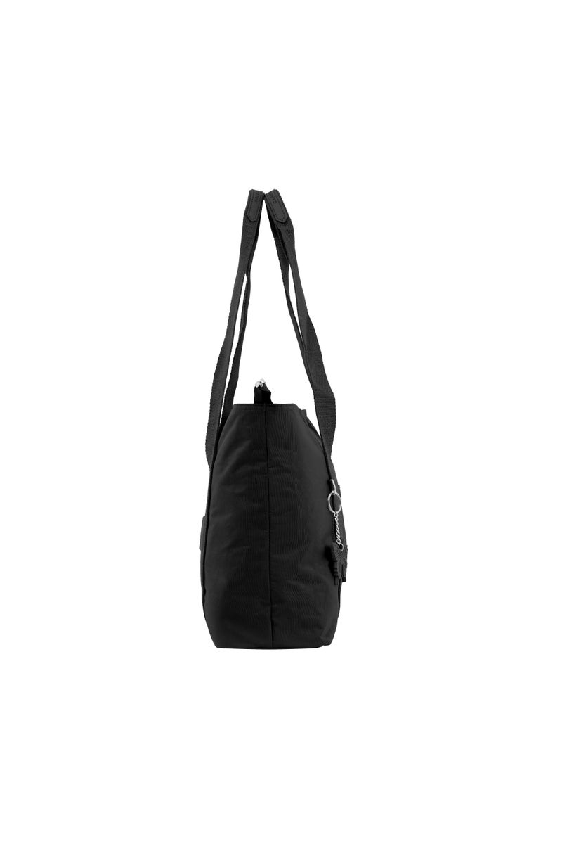 CAPRICE COLLECTION Versatile Large Shoulder Bag – Water-Resistant Nylon Handbag with Front Pocket, Luggage Strap, Multi Compartments, & Shoulder Strap – Lightweight Daily & Travel Bag, Black - Image 3