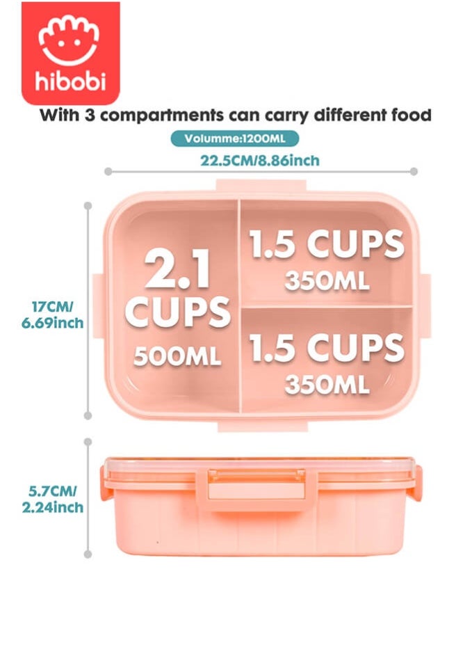 hibobi Leakproof Lunch Box for Girls with Unicorn, 3-Compartment Food Container, Easy to Open, Safe Material – Bento-Style Lunchbox with Gift Packaging for School & Travel  - Image 2