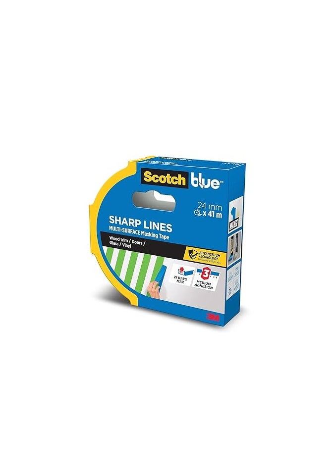 Scotch  ScotchBlue Advanced 2093 UK Sharp Lines Enhanced Masking Tape for Skirting Boards Doors Windows or Vinyl, Blue, 24mm  - Image 2