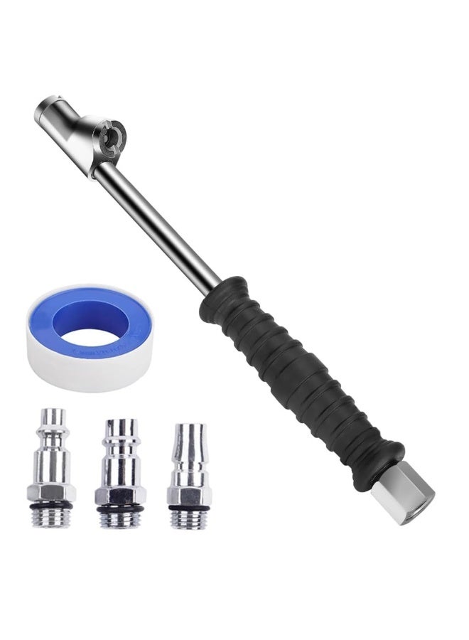 Generic 1/4" FNPT Dual Head Air Chuck - 12" Extended Reach, 2-Way Brass Tire Inflator Air Compressor Attachments with Rubber Handle - Air Chuck Quick Connect Plug for Semi, RV, Truck Dually Tir  - Image 2