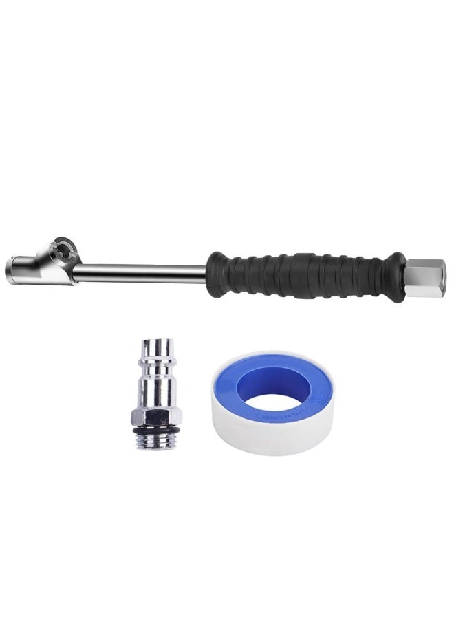 Generic 1/4" FNPT Dual Head Air Chuck - 12" Extended Reach, 2-Way Brass Tire Inflator Air Compressor Attachments with Rubber Handle - Air Chuck Quick Connect Plug for Semi, RV, Truck Dually Tir  - Image 3