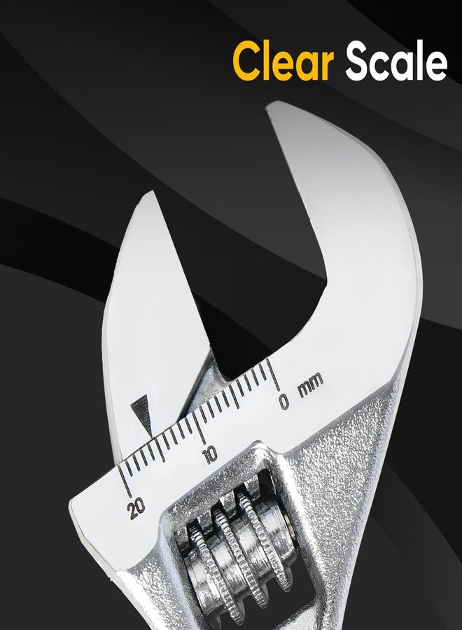 deli 6" Adjustable Wrench Heavy-Duty Chrome Anti-Slip Grip, Smooth-Jaw, Cr-V Steel, Wide Opening for Plumbing & DIY - Image 5