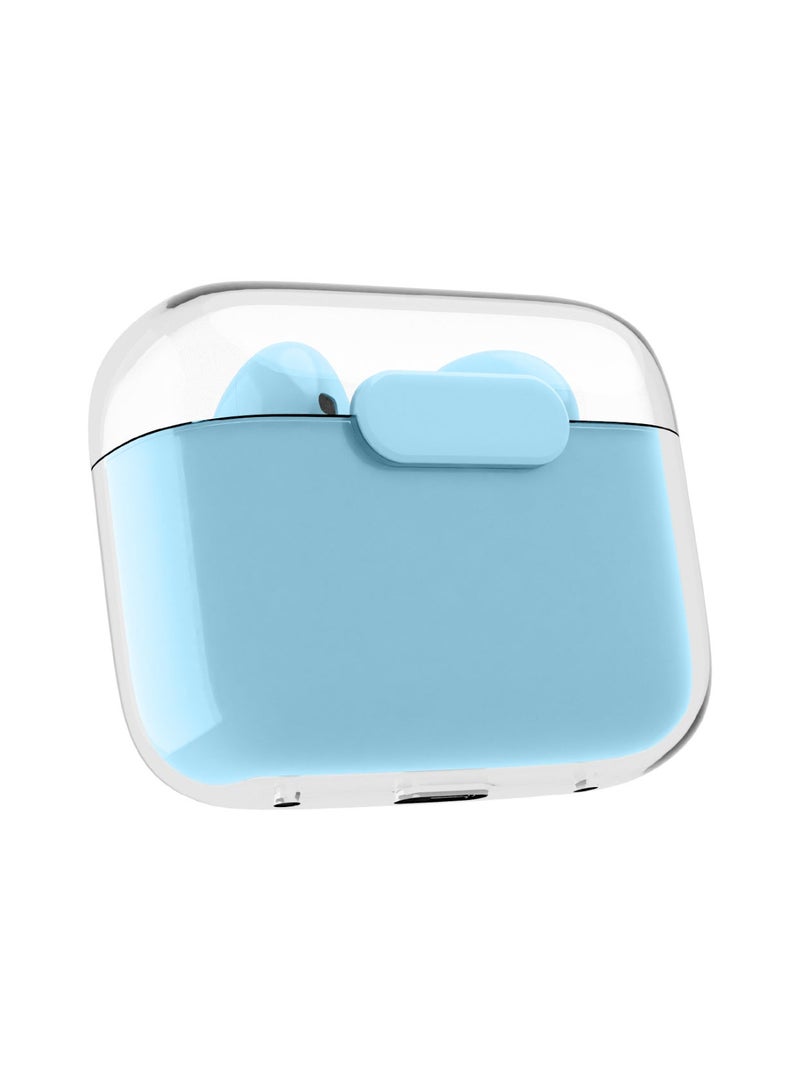 JUICE Airphones Wireless Earbuds, Stylish Design Earphones, Tiny, Lightweight Comfort, Smart Noise Cancelling, Clear Sound, IPX4, Touch Control, Bluetooth 5, 20Hours Playtime, 10m Range - Blue - Image 3