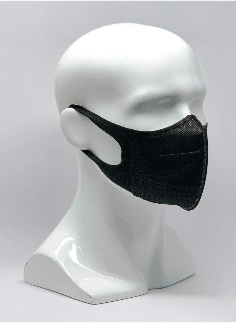 MALPURWALA 3D Protective High Quality Face Mask for Adults 50pcs - Full Black  - Image 3