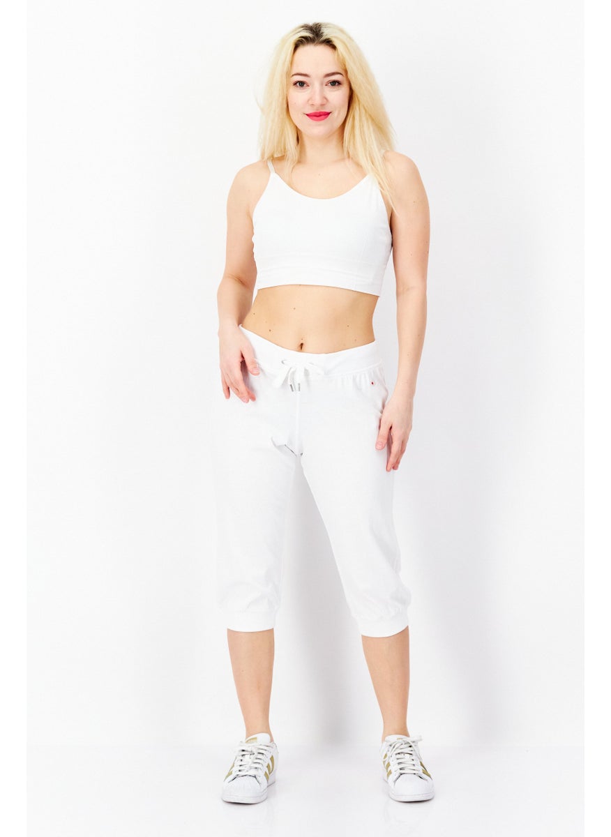 Champion - Women Sportswear Fit Brand Logo Training Capri Pants, White - Image 1