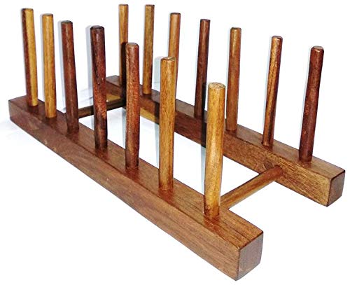 ARMAN SPOONS Believe in Quality Handmade 6 Grids Seesham Wooden Kitchen Holder Dish Storage Tray Rack Drainer Plate Stand Books Stand Cup Stand Rack Multipurpose - Image 1