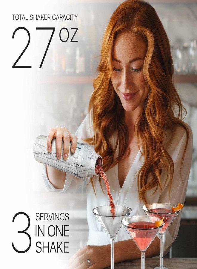 Bare Barrel Insulated Cocktail Shaker | Double Walled Stainless Steel | Martini Shaker for Home Bar Bartending | Built-in Drink Measurement System & Strainer, Travel Bag, 35 Recipes | Gift Set (Marble) - Image 3