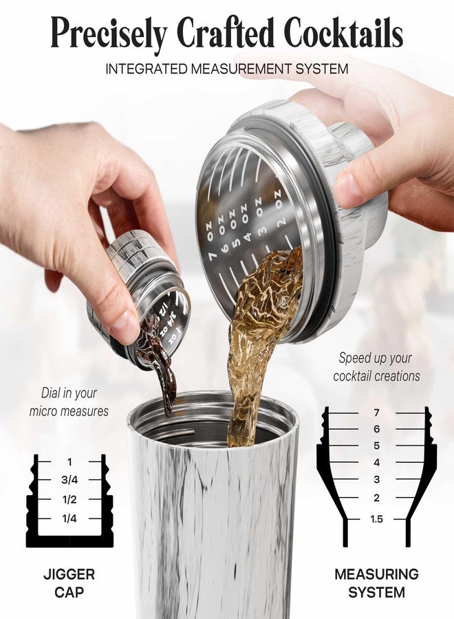 Bare Barrel Insulated Cocktail Shaker | Double Walled Stainless Steel | Martini Shaker for Home Bar Bartending | Built-in Drink Measurement System & Strainer, Travel Bag, 35 Recipes | Gift Set (Marble) - Image 5