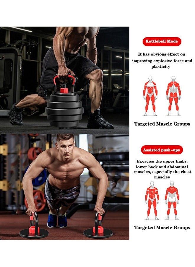 Rock Pow - Adjustable Dumbbells Set for Man and Women 6 in 1 15KG Multifunctional Free Weights Dumbbells Set Kettlebell Barbell Push-up lifting Training Home Gym Workout Exercise - Image 1