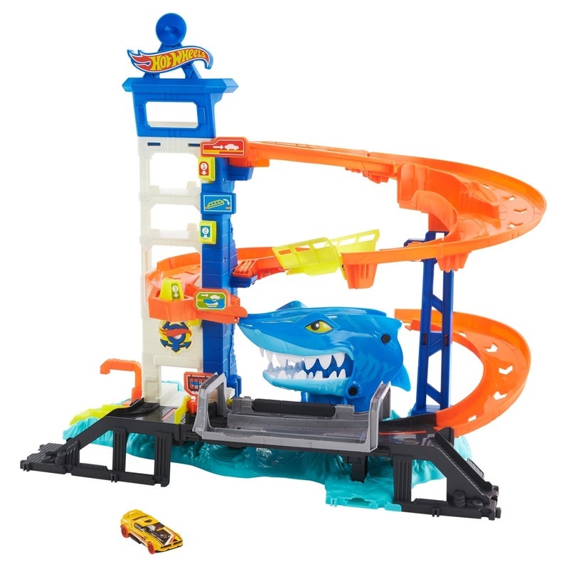Mattel Games Mattel - Hot Wheels City Shark Escape Track Set with 1/64 Car Playset - HDP06 - Image 1