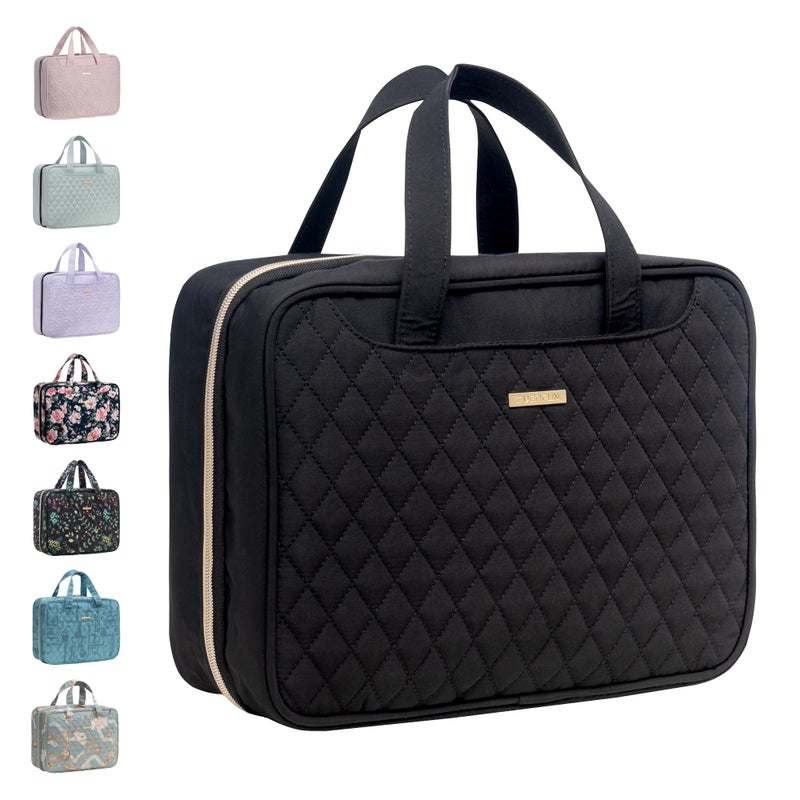 Everfun حقيبة مستحضرات التجميل المعلقة للسفر للنساء مع قسم مقاوم للتسرب ومنظم مستحضرات التجميل وحقائب السفر الأساسية التي يجب أن تتوفر - Image 1