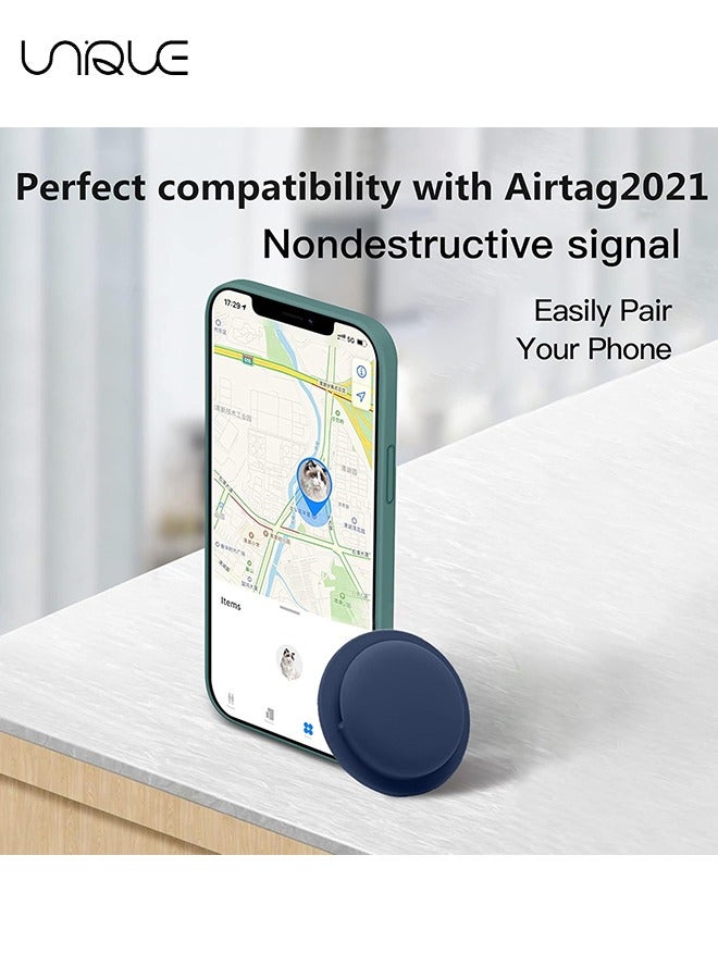 Unique 2 Packs AirTag Case, AirTag Holder, AirTag Accessories, Silicone Pasteable,Waterproof-Anti-Scratch Sticker AirTag Case, Air Tag Holder for Kids(Midnight Blue) - Image 5