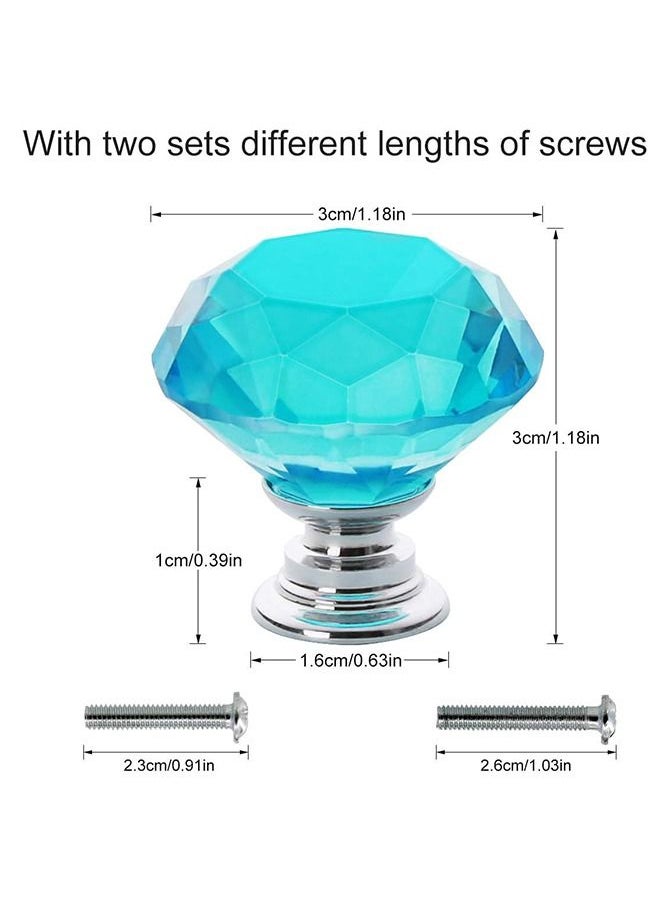 Generic 10 Pcs Crystal Glass Cabinet Knobs 30mm Diamond Shape Drawer Handles for Kitchen Cabinets Dresser Cupboard Wardrobe Pulls Sky Blue  - Image 2