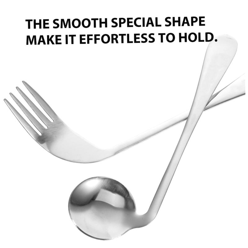 Left Handed Angled Spoon Fork Ergonomic Eating Aid Utensil for Elderly and Disabled Assistive Cutlery - Image 4