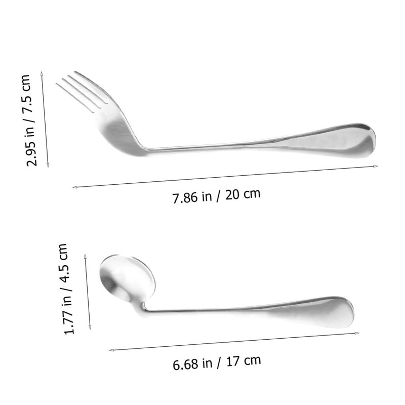 Left Handed Angled Spoon Fork Ergonomic Eating Aid Utensil for Elderly and Disabled Assistive Cutlery - Image 3
