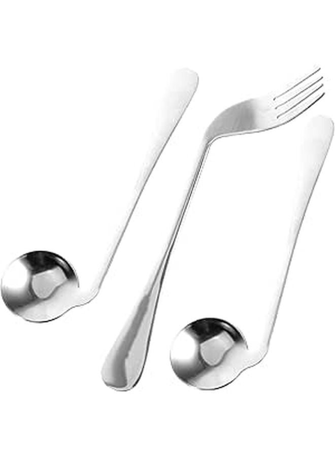 Left Handed Angled Spoon Fork Ergonomic Eating Aid Utensil for Elderly and Disabled Assistive Cutlery - Image 1