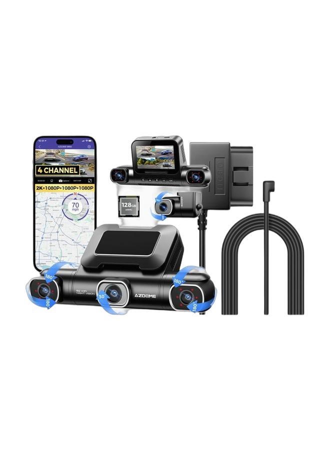 أزدوم كاميرا Dash Cam M660 ذات 4 قنوات من AZDOME 2K+1K+1K+1K+1K+1K DVR سيارة GPS 5G Wifi مدمج 128GB eMMC التحكم الصوتي 24H مراقبة وقوف السيارات رؤية ليلية فائقة& - Image 1