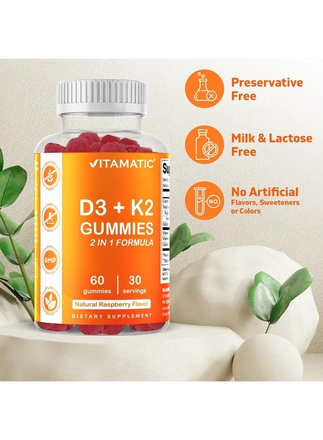 Vitamatic 2 Pack Vitamin D3 K2 Gummies - 60 Count - Supports Healthy Bone, Heart & Calcium Absorption, & Immune Health - Plant Based, Non-GMO, Gluten Free - Image 3