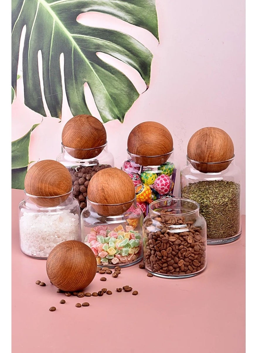 3 Piece Wooden Ball Lid Glass Jar Set - 300 ml 6 Pieces - pzsku/Z92CA51C3E338942A3103Z/45/_/1737051704/c00bf150-9f54-47f0-a0be-552288f99116