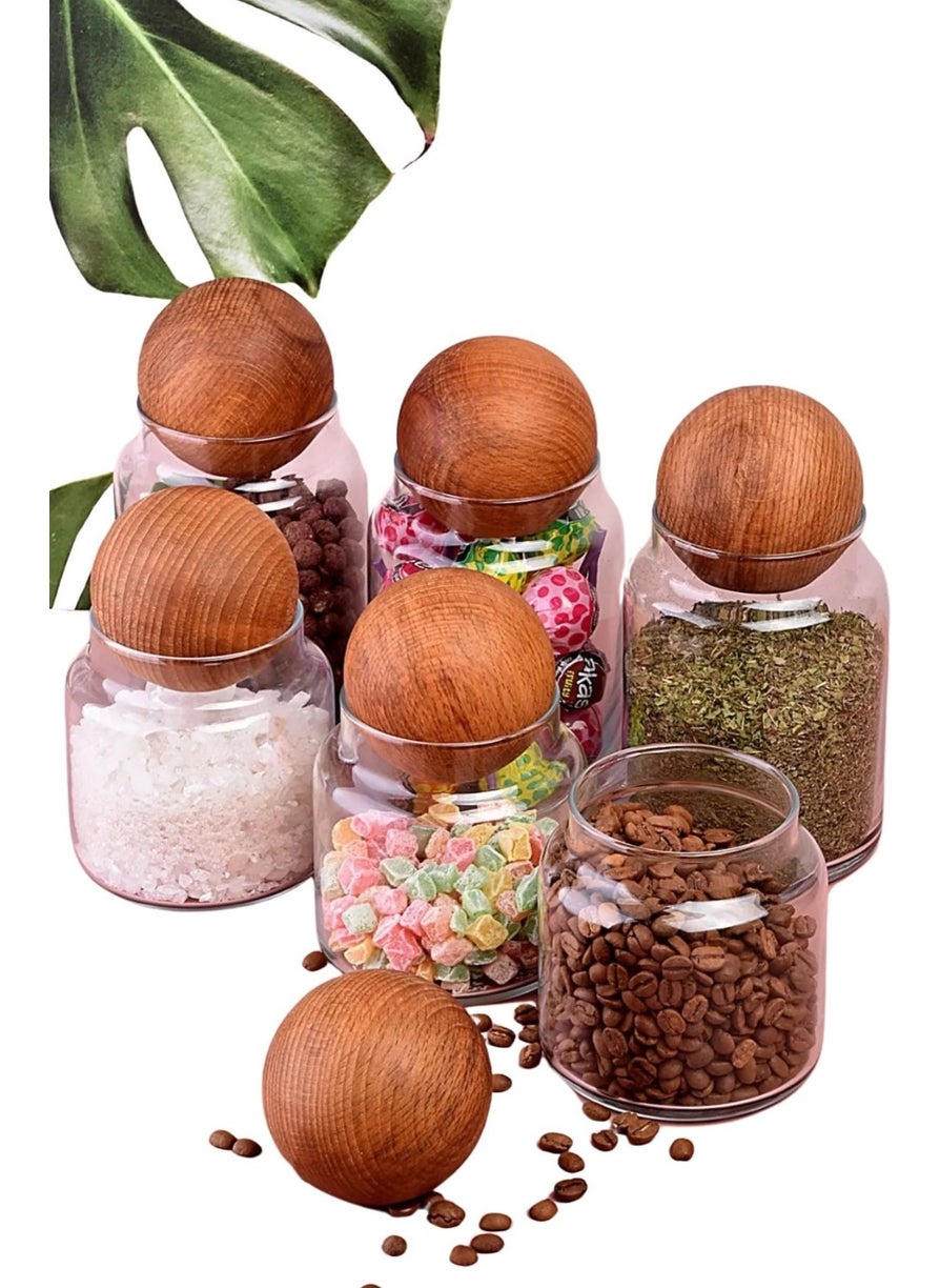 3 Piece Wooden Ball Lid Glass Jar Set - 300 ml 6 Pieces - pzsku/Z92CA51C3E338942A3103Z/45/_/1737051706/b4529df3-f011-4794-905d-c8a6fa0d66fe