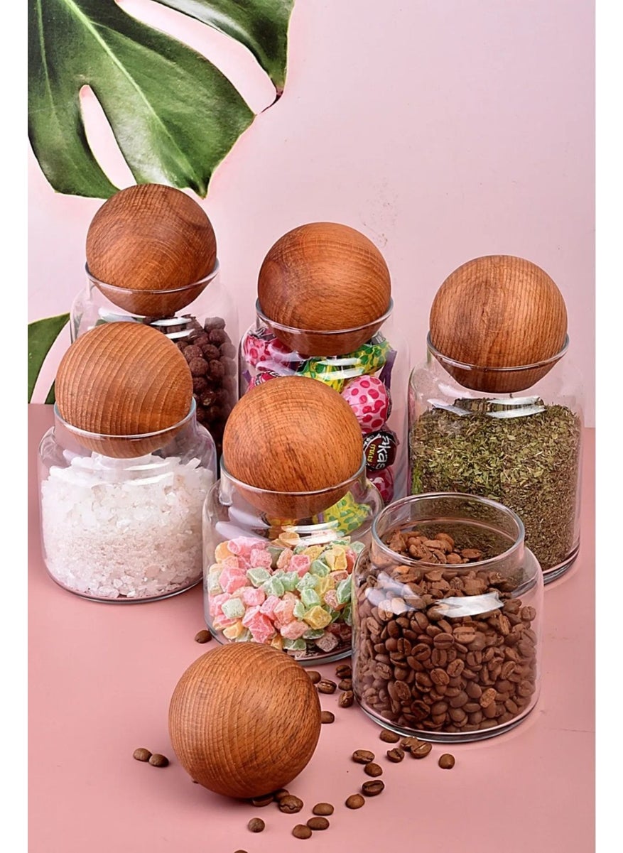 3 Piece Wooden Ball Lid Glass Jar Set - 300 ml 6 Pieces - pzsku/Z92CA51C3E338942A3103Z/45/_/1737051708/44a38b20-076e-4e46-80c6-bf3f5856fb1a