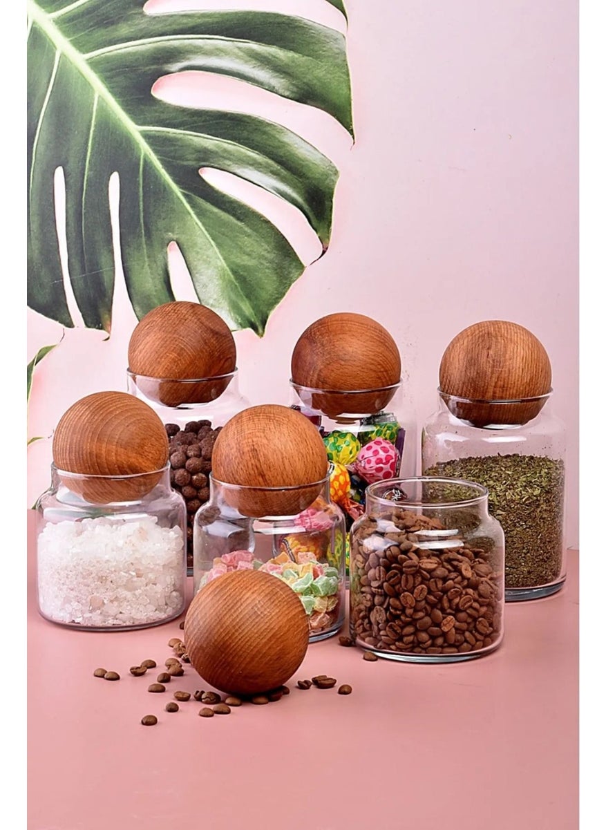 3 Piece Wooden Ball Lid Glass Jar Set - 300 ml 6 Pieces - pzsku/Z92CA51C3E338942A3103Z/45/_/1737051709/6fc19f71-ddbc-4192-8fa8-299d20ac763a