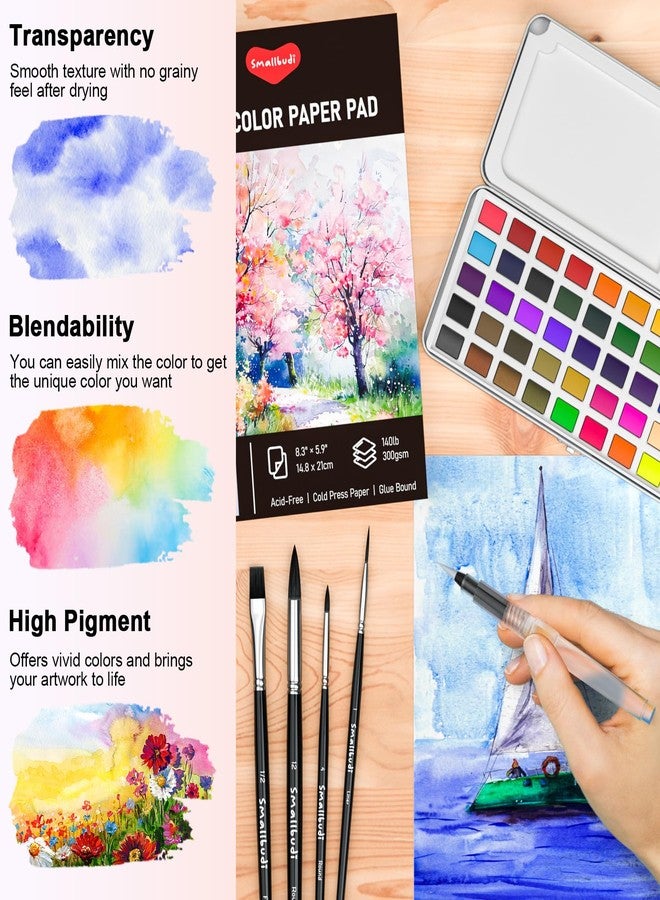 Smallbudi Watercolor Paint Set 168 Colors Including Metallic, Watercolor Kit with Case, Watercolor Paper, Paint Brushes, Palette and Accessories, Water Color Art Supplies Gift for Adults Kids Artists - Image 3